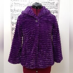 Patagonia Girls' Pelange Faux Fur Coat Purple sz M (10) EUC